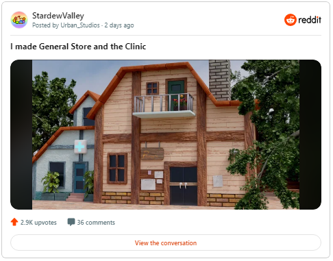 Stardew Valley Fan recreates the General Store and Clinic with Blender (1)